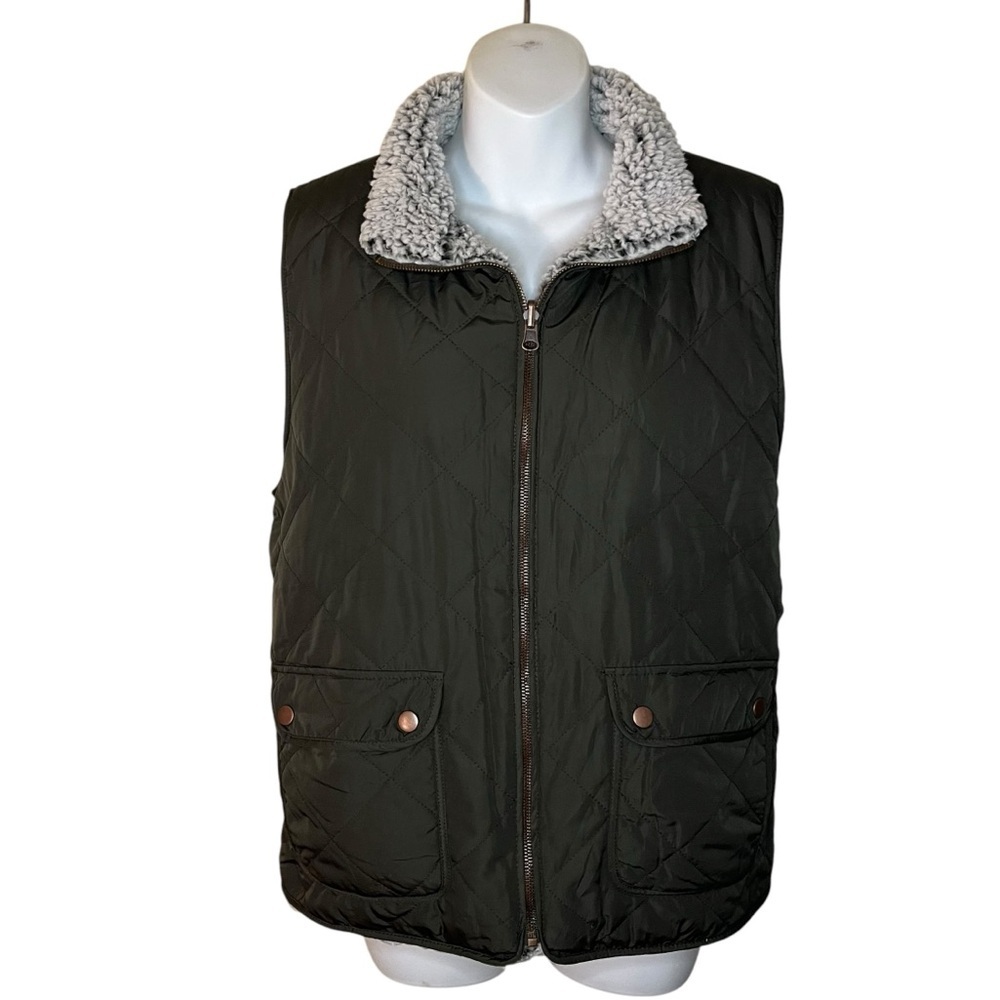 Thread & Supply reversible sherpa vest - olive green size XL